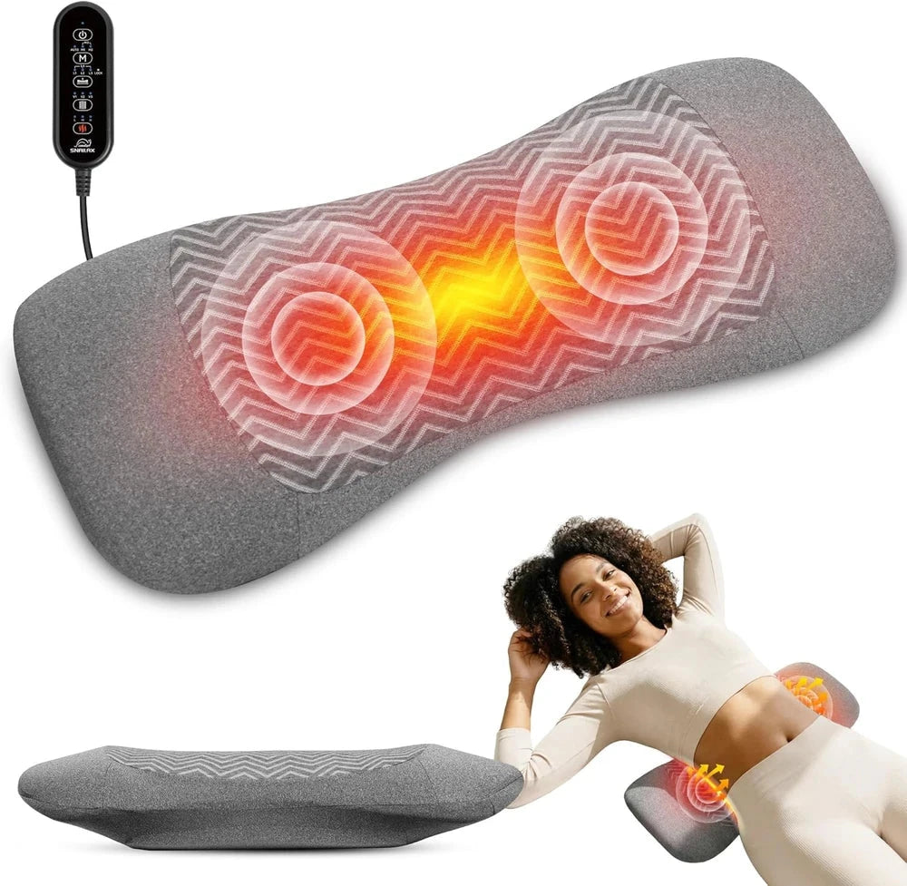 Warmth Lumbar Relief Pillow with heat and vibration zones and wired remote